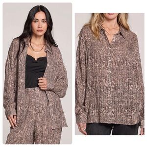 Saltwater Luxe Blayke Button Down Shirt in Black Tan Sz. Small